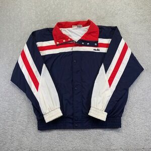 Vintage Ellesse Track Jacket Mens Sz 42 Large Navy Red Striped Windbreaker 90s
